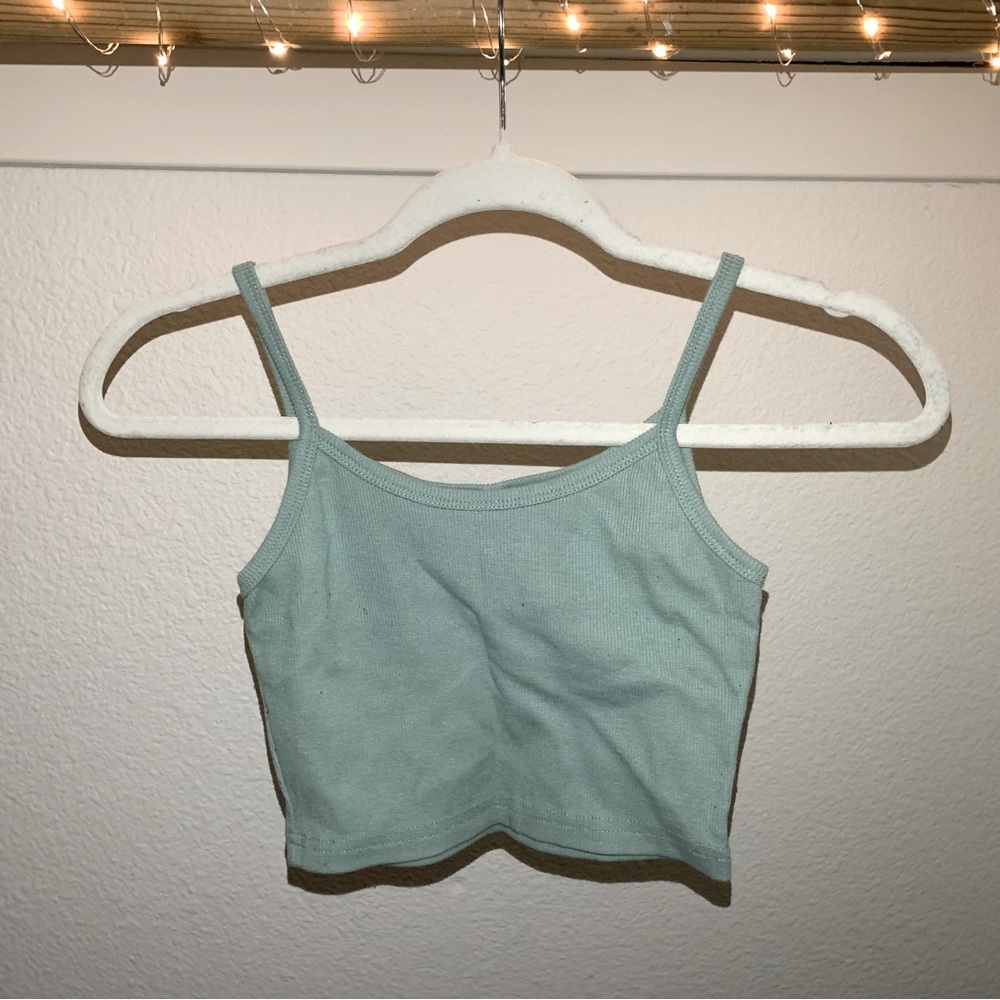 small sage green cropped cami top